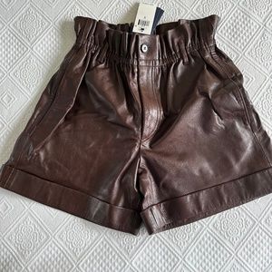 Polo Ralph Lauren Brown 100% Lamb Leather Shorts size 4